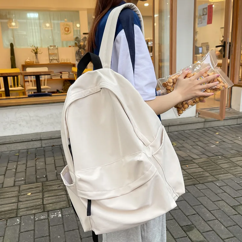 Large Capacity Backpack for Girls Students Universal Ins Pure Color Bookbag Primary And Secondary School High School College Kor