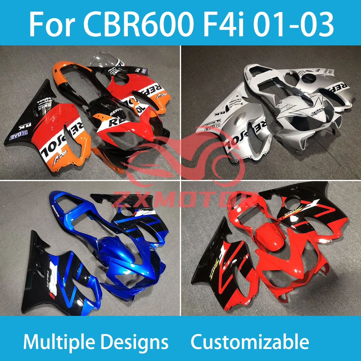 ABS Fairng Set CBR 600 F 4i 01 02 03 Motorcycle Fairings Bodywork Kit Panel for Honda CBR 600 F4i 2001 2002 2003