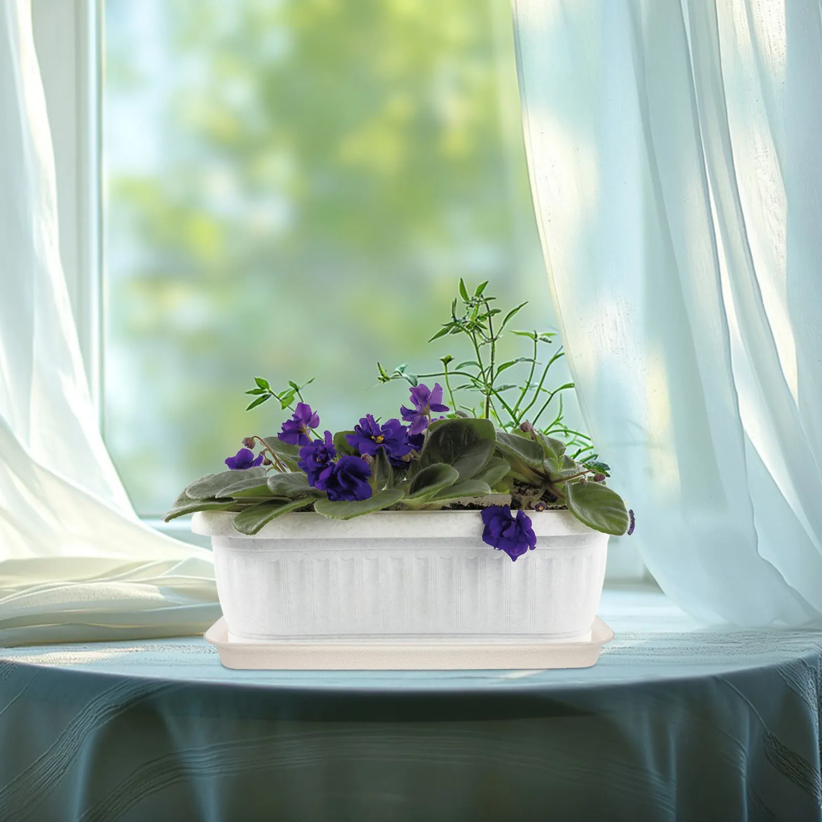 Plastic Rectangular Planter Tray Flowerpot Saucer Large Capacity Stable Indoor Outdoor Plant Tray Rectangular Flowerpot Trays