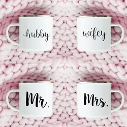 Wifey Hubby Mugs Mr and Mrs couple Mug Bridal Shower Gifts Wedding bithday gift Mug For Hot Cold Coffee Tea Water Juice