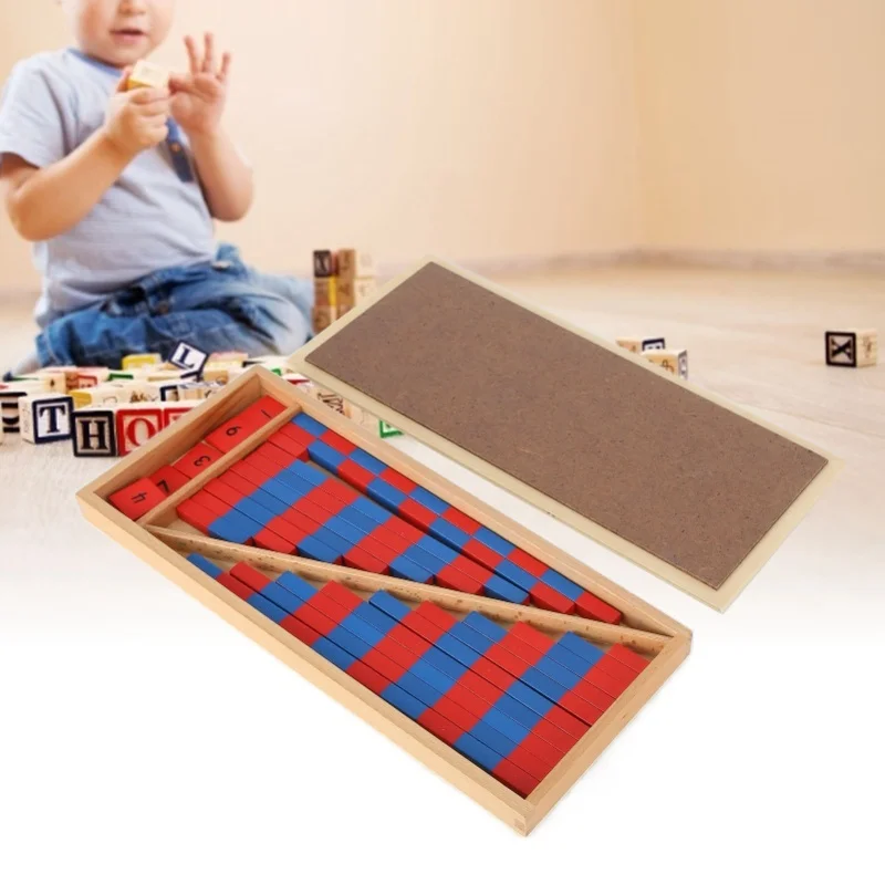 Jouets mathématiques éducatifs Montessori, matériaux d'éducation précoce, petites tiges numériques bleues et rouges