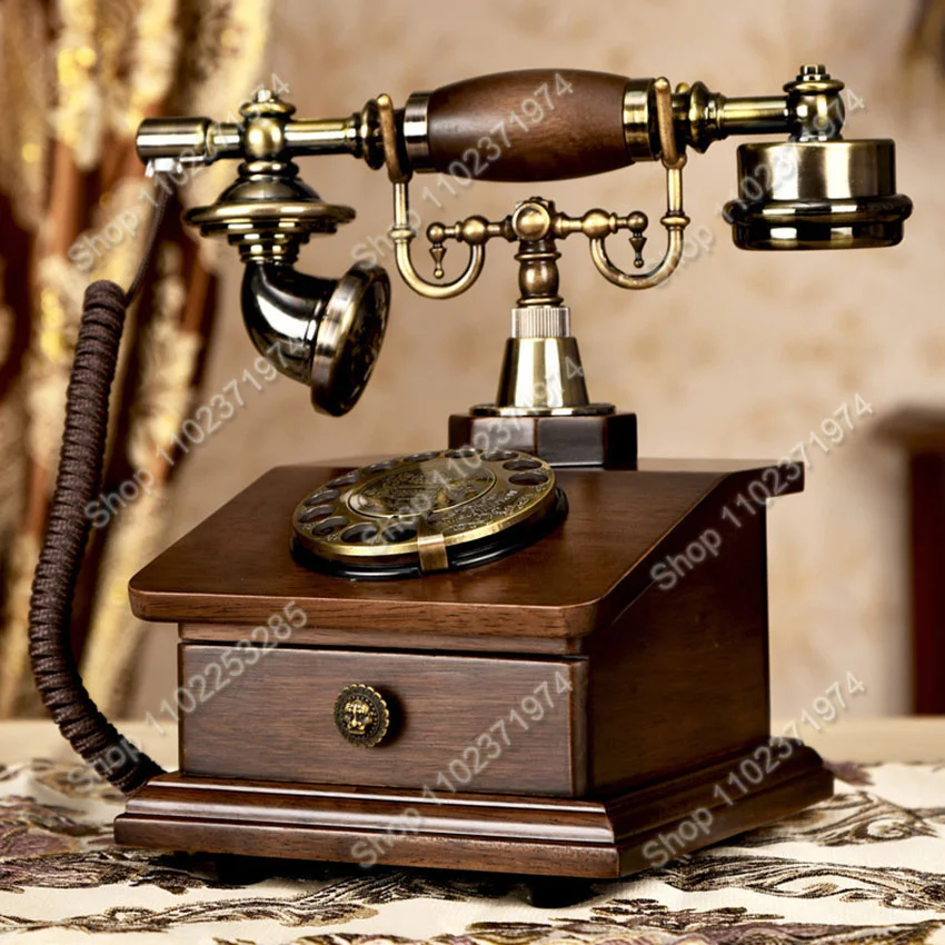電子着信音付きレトロなロータリー電話、引き出し1つ、家庭やオフィスの装飾用のクラシックなスタイルのダイヤル電話