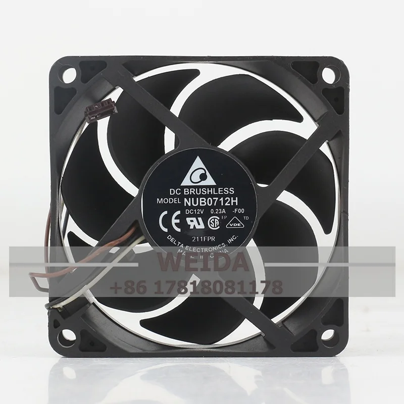 NUB0712H Original New Delta 5V 24V 48V DC 12V 0.23A Three-wire Projector Server Inverter Cooling Fan 7025 70X70X25MM 7CM