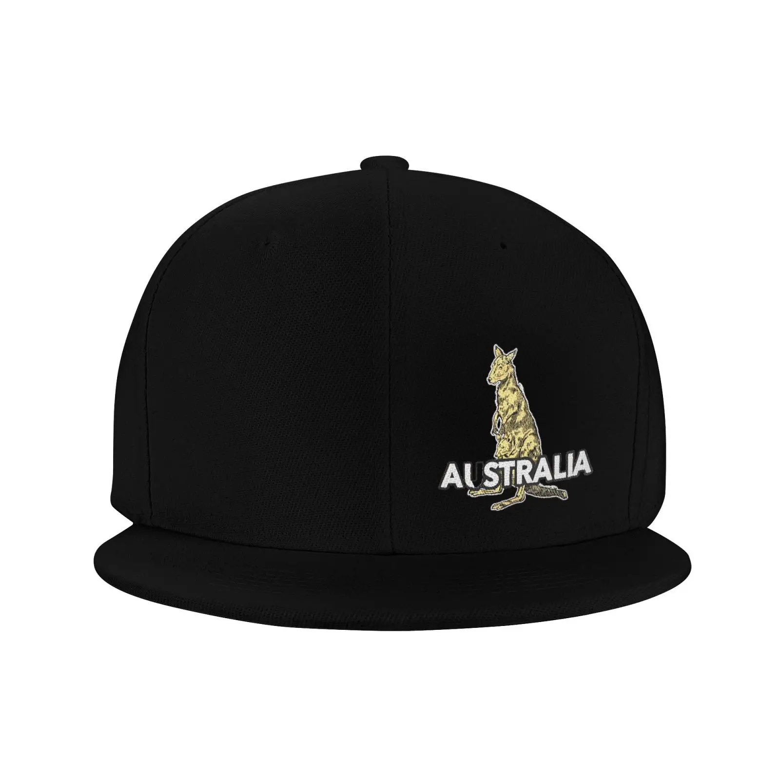 Australia Kangaroo Print Snapback Cap Flat Bill Hip‑Hop Hat Adjustable Unisex Casual Street Baseball Hat for Men Women
