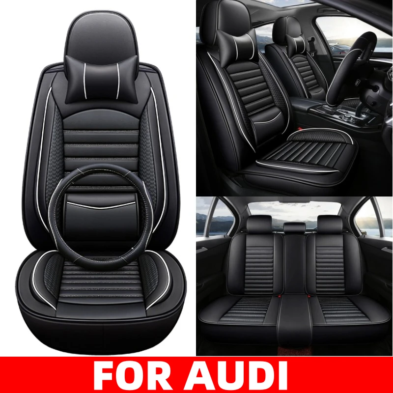 

FOR AUDI Q3 A4 A5 A6 Car seat cover high quality PU leather waterproof soft headrest luxury full wrap seat cover dirt resistant