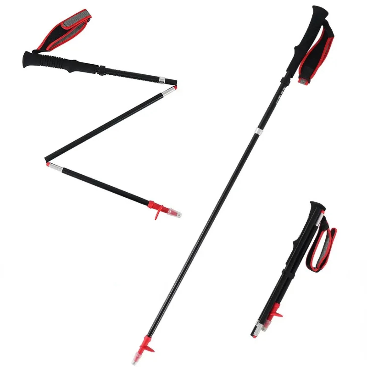 Bastones para correr de montaña, sistema de bloqueo de cuerda, bastones para caminar de 5 secciones, caña de Trekking de fibra de carbono, bastón para caminar, senderismo, Camping, 36-135cm