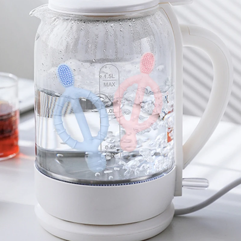 

Solid Color Silicone Baby Teether With Easy-Hold Handle Infant Gentle Oral Health Care Toothbrush Toy