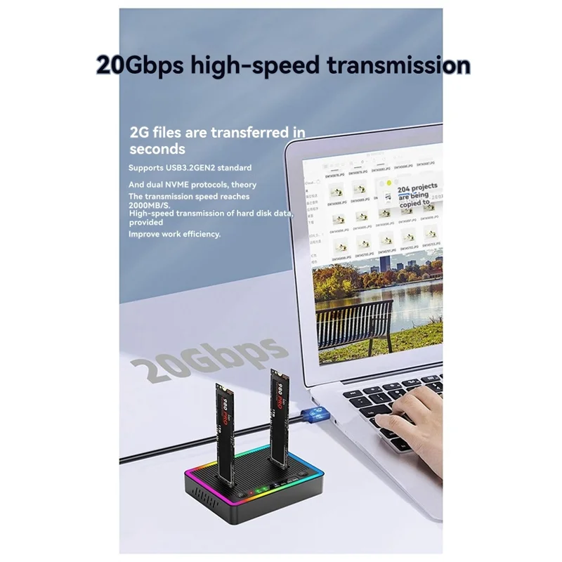 

M. 2 Dual Protocol Clone Docking Station SATA/Nvme Base Machine Hard Disk Box 20GB For Offline Copy Of Dual Disks