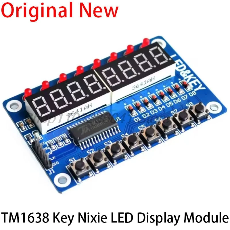 1PCS/lot TM1638 Keypad Digital Tube LED Display Module 8-Digit Digital Tube LED Keypad with DuPont Cable for STC C51 arduino
