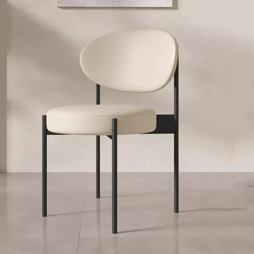 Nordic Light Luxury Leather Dining Chair, Retro Simple Vanity Chair for Model Home Bedroom Hotel