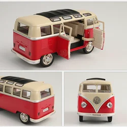 T1 Bus Alloy Model Volkswagen Pullback Sound Light Toy Car Simulation 1:24 Birthday Gift Children Boy Diecast Miniature Voiture