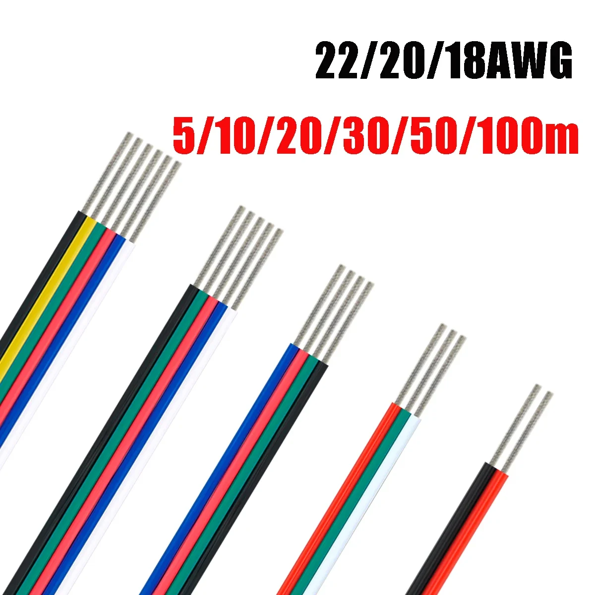 2 3 4 5 6 LED Strip Cables 18 20 22 AWG 5V 12V Extension Electrical Wire For WS2812B 5050 RGB RGBWW LED Lights Car Speakers Auto