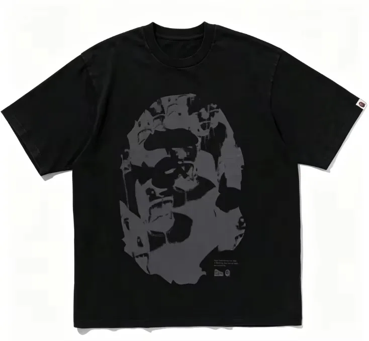 2026 new Grunge Distressed Portrait Print Men T-shirt Oversized Heavy Cotton Casual Streetwear Short Sleeve Tee