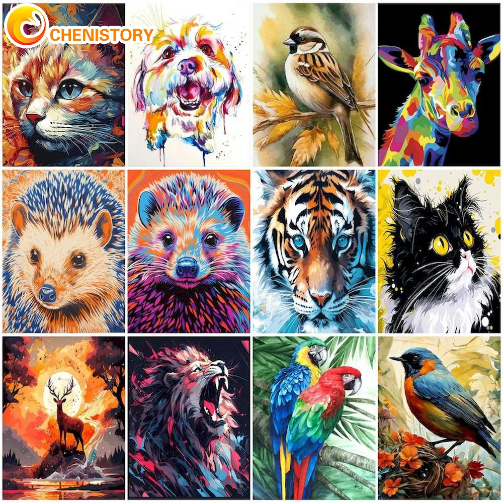 

CHENISTORY DIY Handwork Acrylic Paint Cat Oil Painting By Numbers On Canvas Paint By Number Canvas Painting Kits Home Decoration