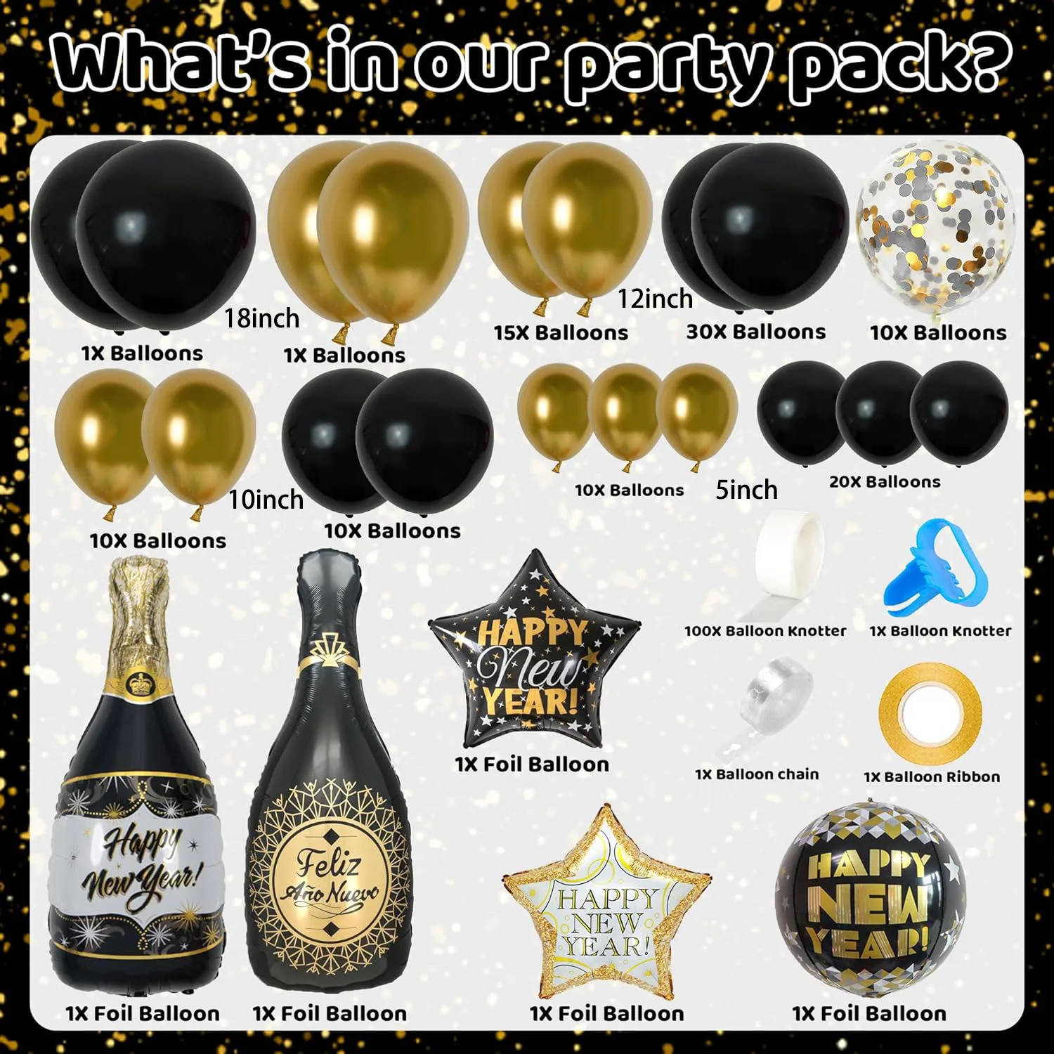 116 قطعة سنة جديدة سعيدة 2026 بالون دائري ونجمي ليلة رأس السنة العد التنازلي حفلة الاحتفال بالون ديكور الحفلات