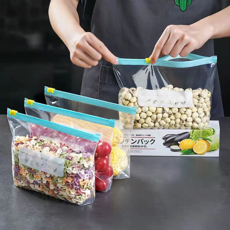 20/15/10PCS Zipper Storage Bag Sealed Freezer Slip Lock Bag Thickened Quick Sealing Bag Kitchen Supplies