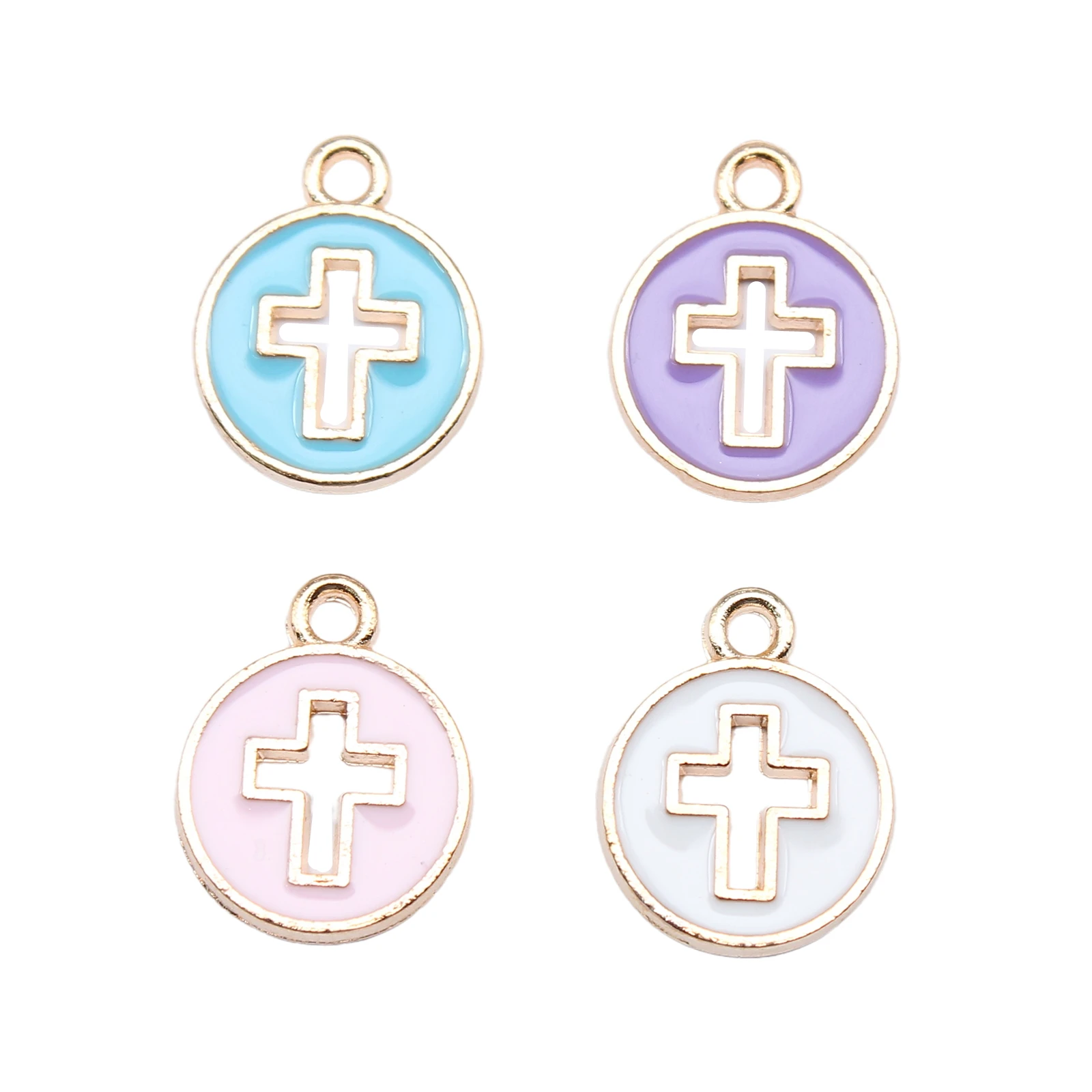 WYSIWYG 10pcs 15x12mm 4 Colors Enamel Cross Charms Pendant For DIY Jewelry Making Handmade Jewelry Craft Findings