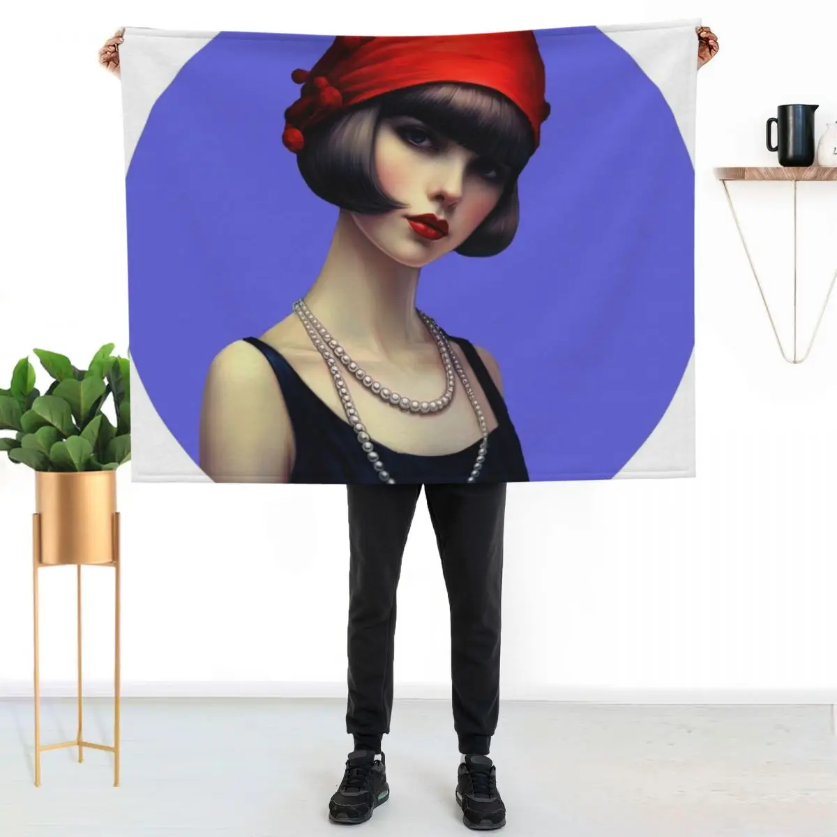 

Jazz Age Flapper Girl 3 Throw Blanket Spring Fall Cozy Throw Blanket for Couch