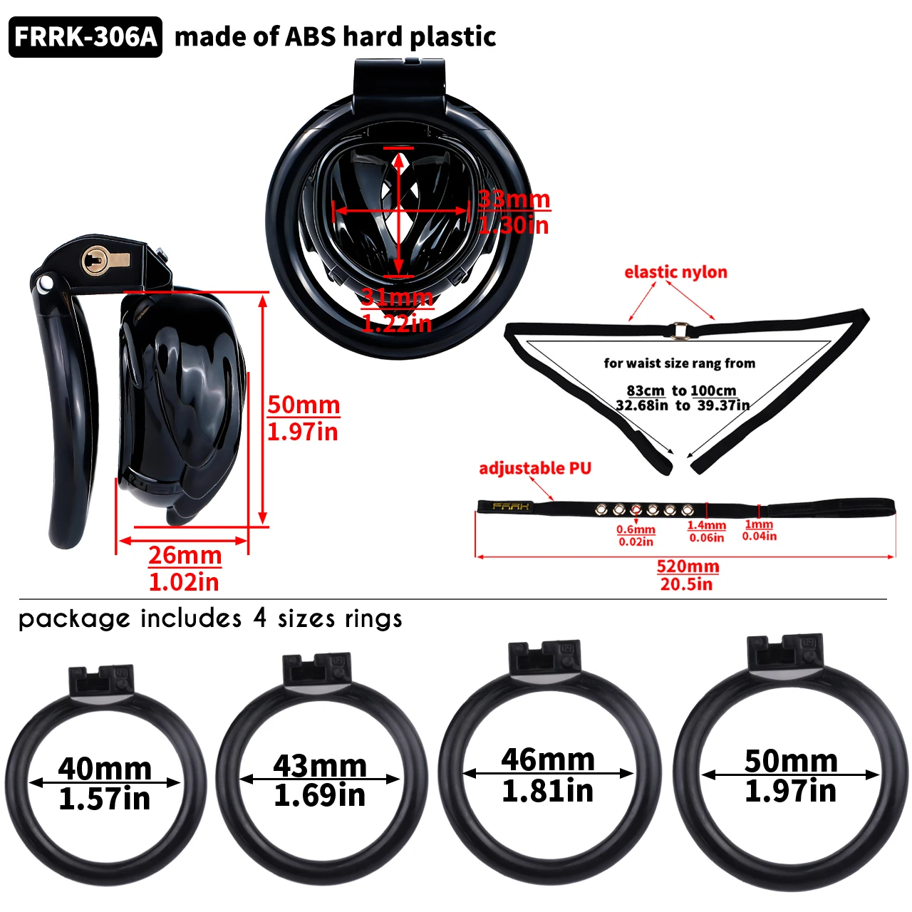 FRRK Premium Winged Devil Call Lightweight Compact Plastic Wearable Cock Lock Cage with 3-Way Bondage Strap for Men Gay BDSM Toy view 3