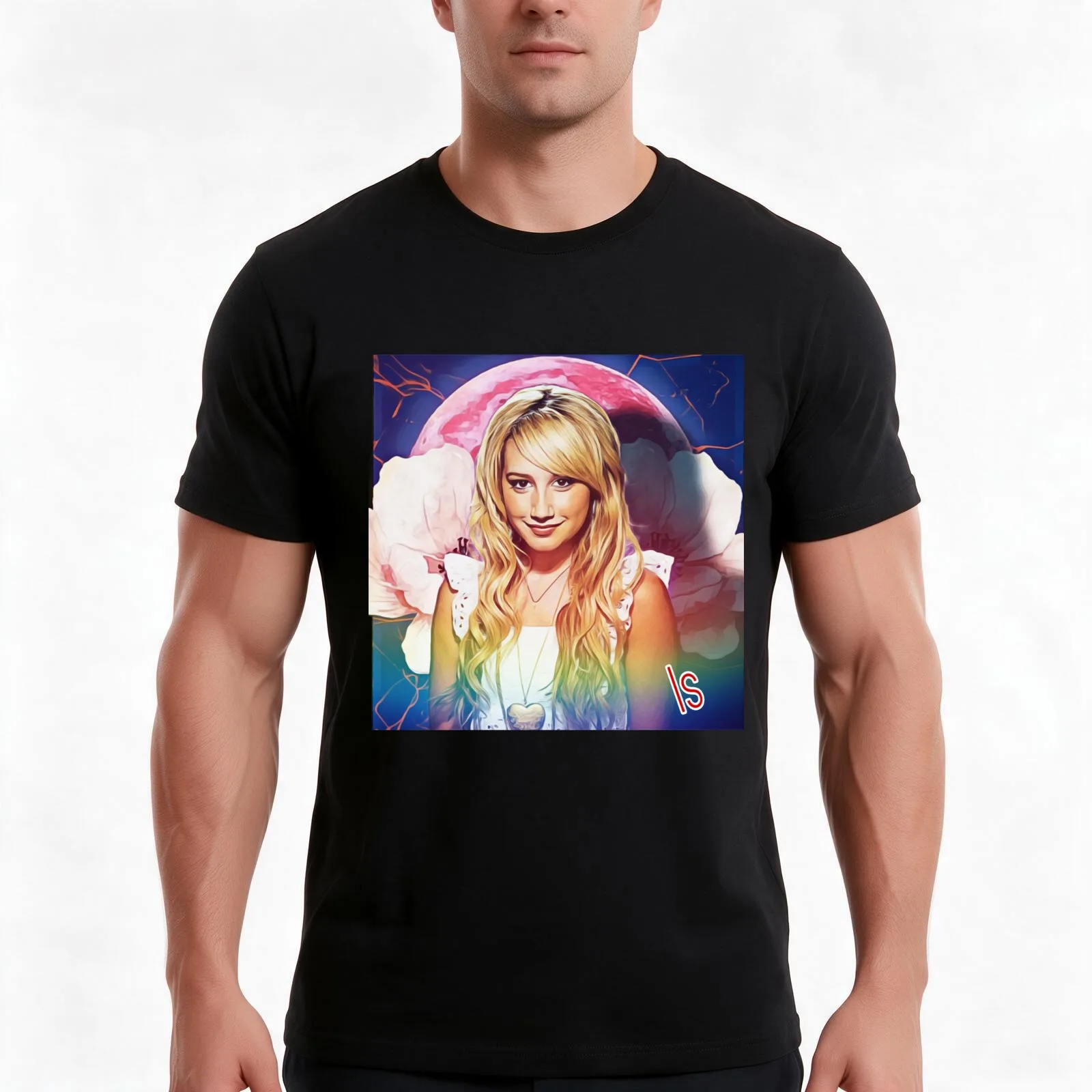 Ashley tisdale T-Shirt, Summer Casual Cotton Tee, Oversized Streetwear Tops, Vintage Graphic Print, Loose Fit Short Sleeve