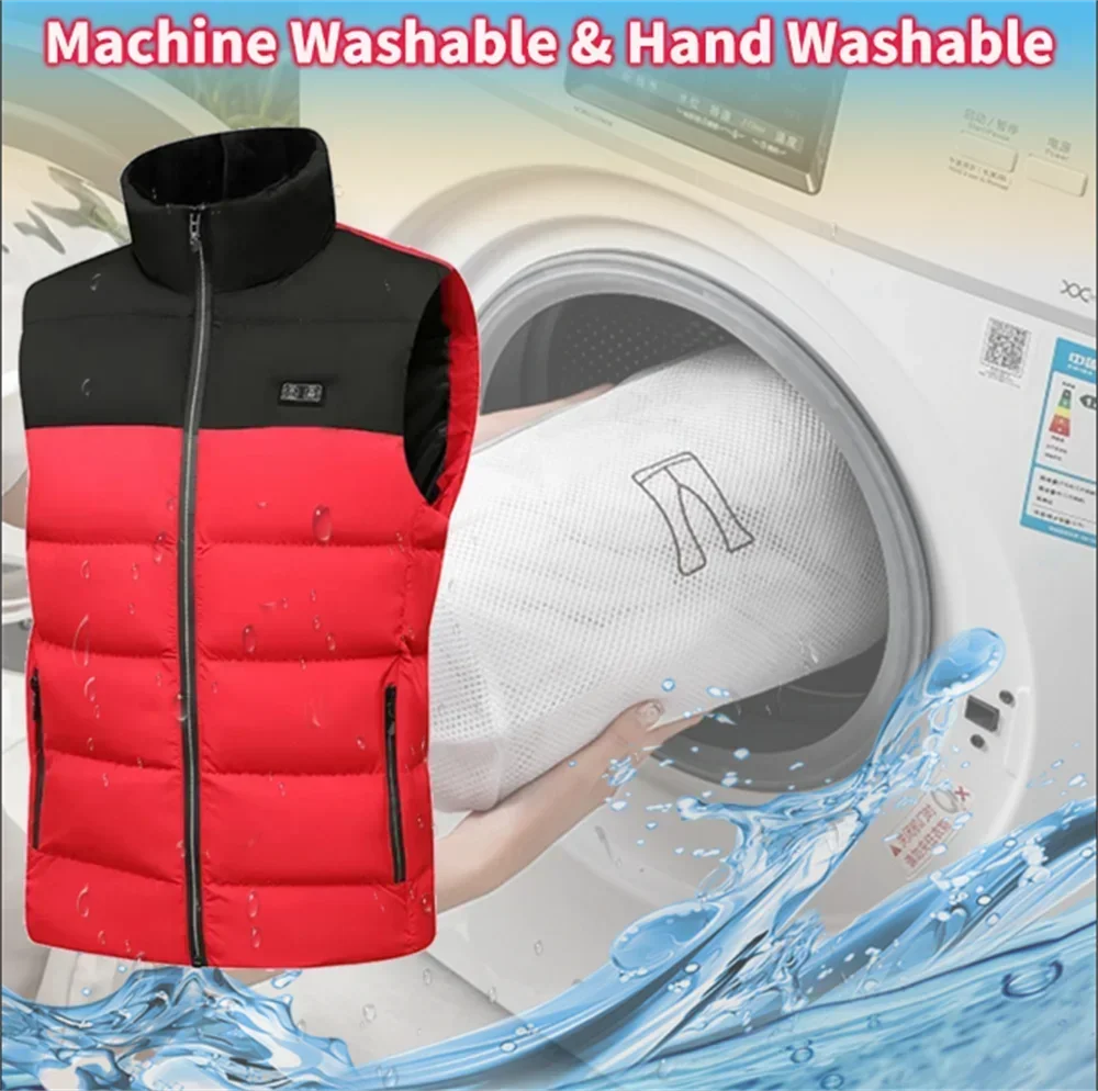 Rechargeable Washable Electric Heated Vest with 15 Areas of Heat for Comfortable Outdoor Flexible Warm Men Women Winter Jacket