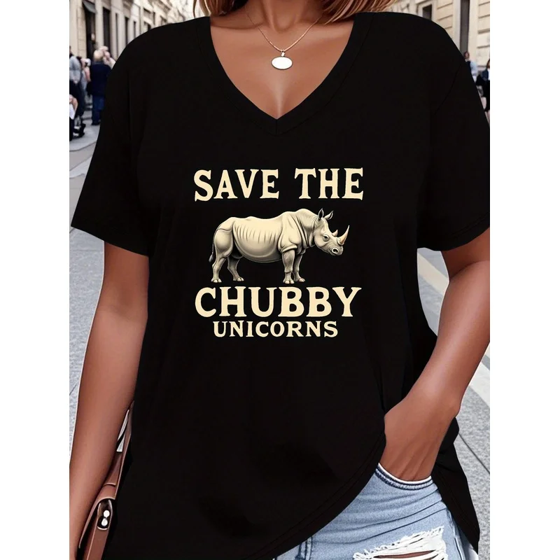 Women'S Plus Size V-Neck T-Shirt - 