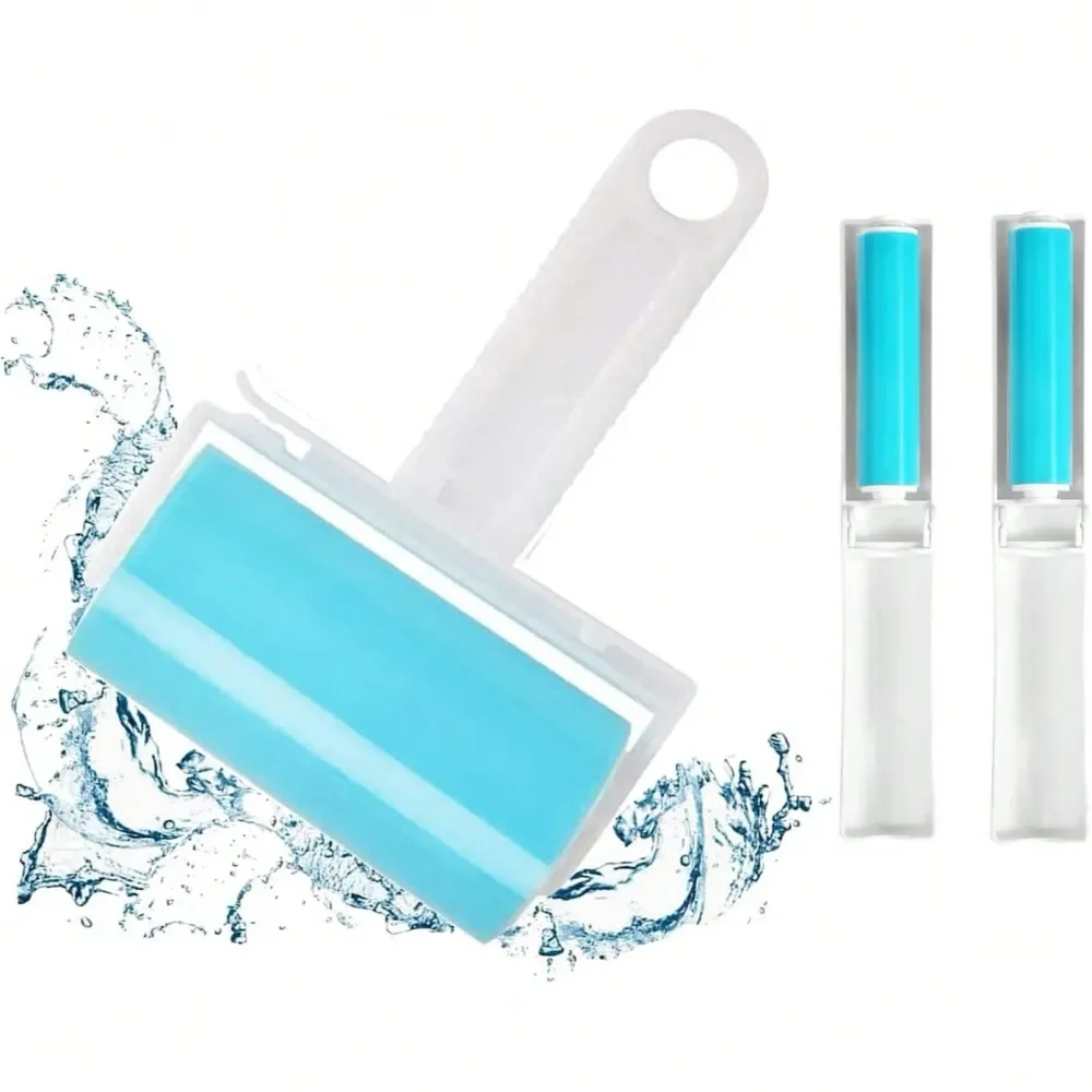 

Lint Roller 3 Pack, Reusable Washable Lint Roller Pet Hair Remover Include Large And Small Size Cleaner For Clothes, Pet Hairs,