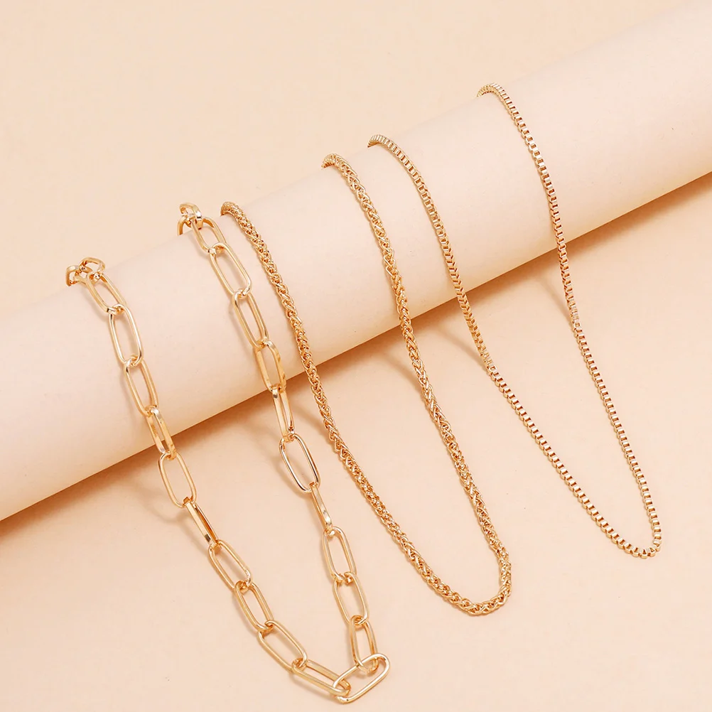 

3 Pcs Punk Necklace Delicate Clavicle Pendant Metal Multi-layer Jewelry Woman's Women's