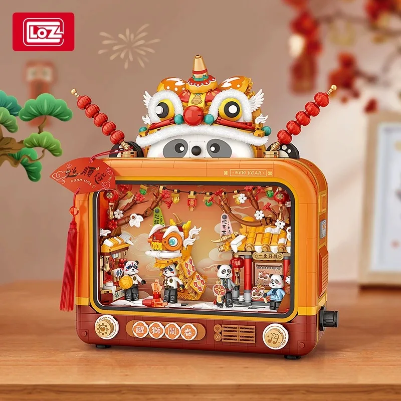 

LOZ Panda Shadow Play Ретро набор строительных блоков для телевизора, праздничная и милая игрушка для домашнего декора, подарок на день рождения для взрослых и детей