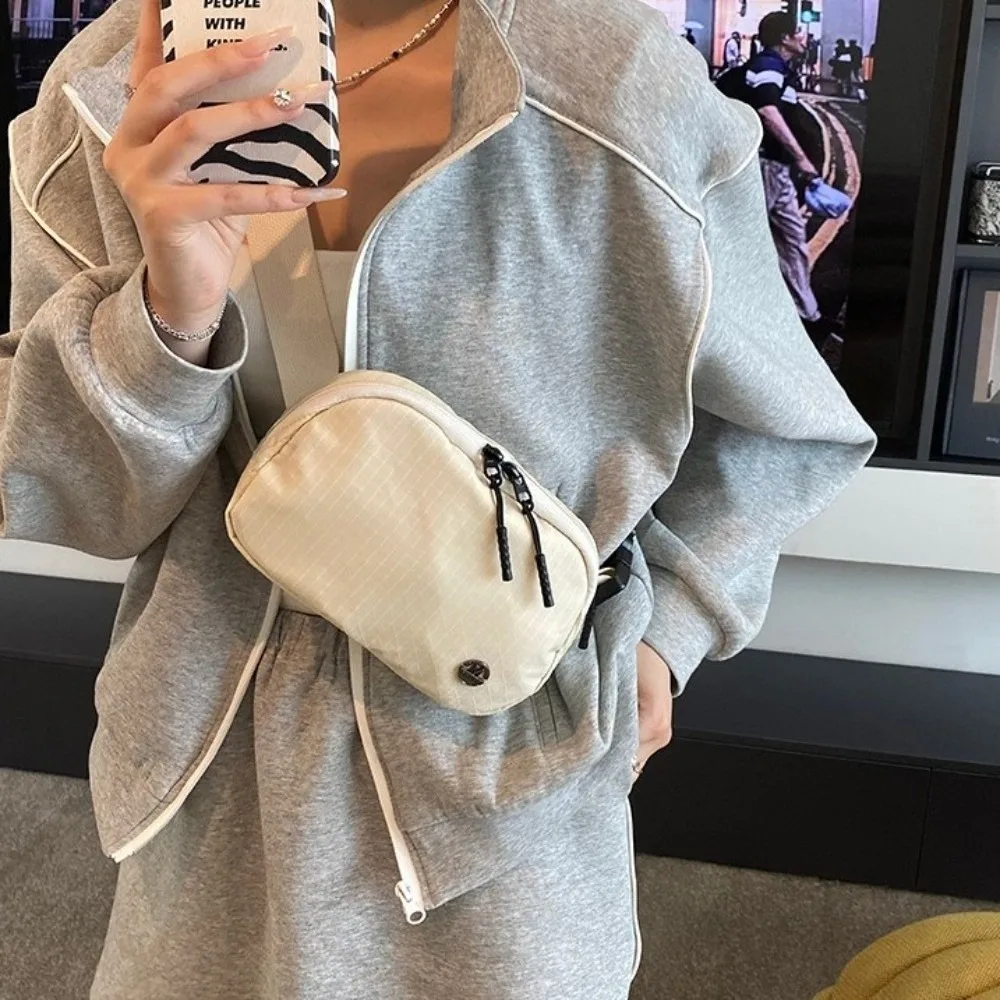 

Fashion Solid Color Nylon Shoulder Bag Leisure Multipocket Crossbody Bag Adjustable Strap Korean Style Sports Phone Bag Sports