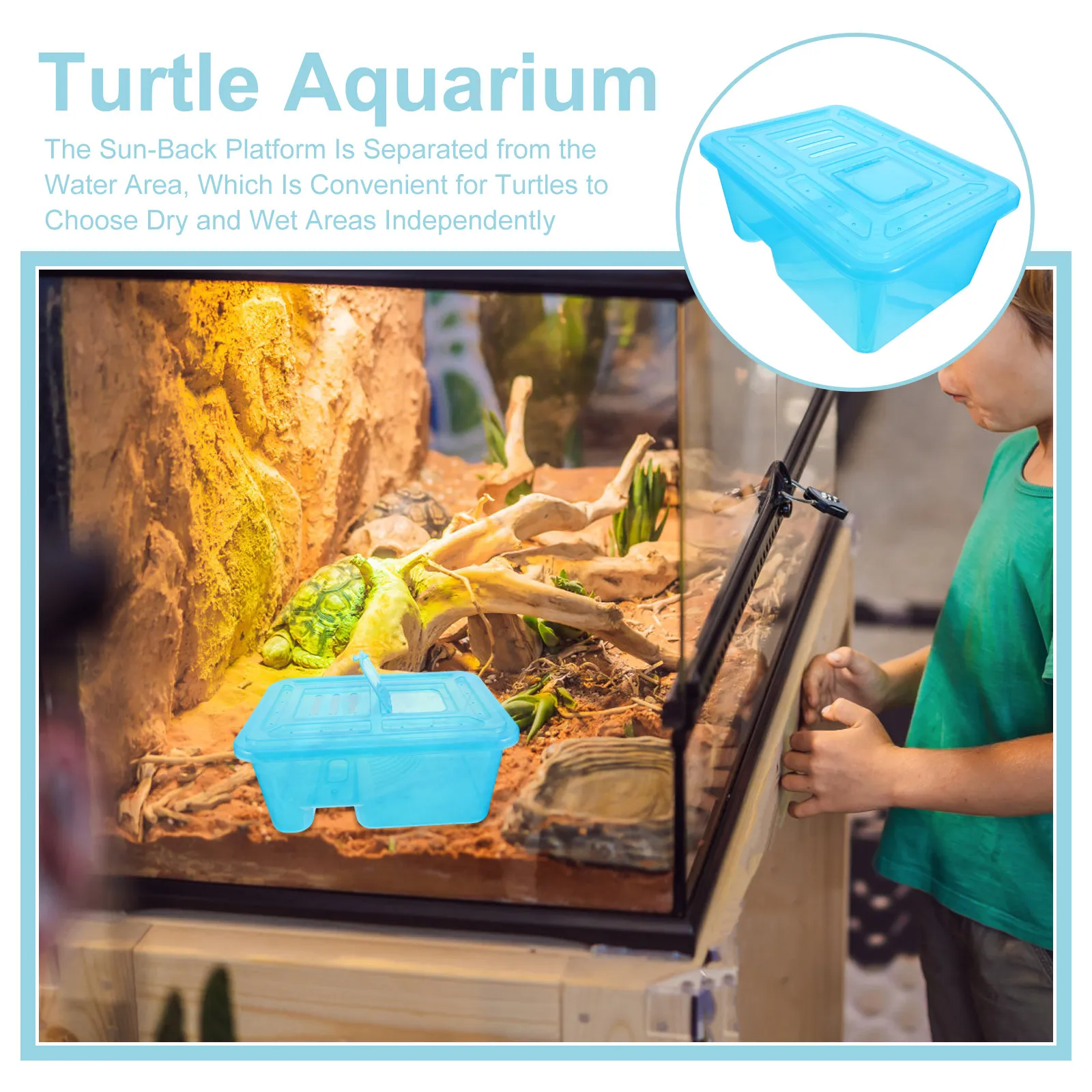 Turtle Tank Kit Plastic Habitat Box Seal Lid Basking Platform Stable Base Aquarium Box Turtle Breeding Tank Reptiles
