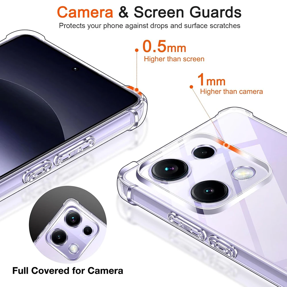 Силиконовый мягкий противоударный чехол для Xiaomi Redmi Note 14 14S 13 12 12S 12T 11 11S 11T 10 10S Pro Plus Max ультратонкий прозрачный чехол