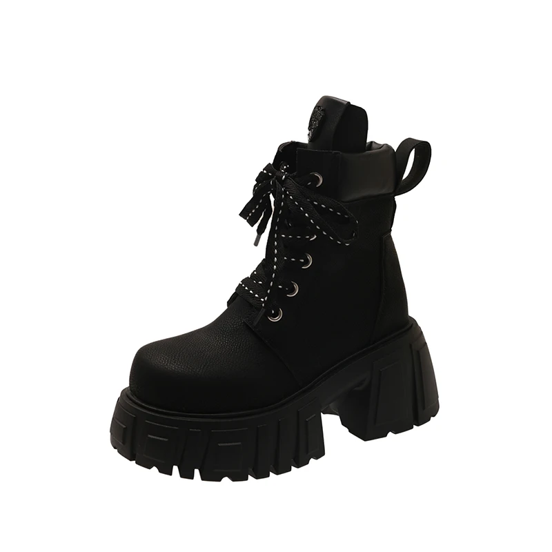 High Heels Women's Ankle Boots Lace Up Platform Shoes 2025 Winter Trend Sneaker Sport Chelsea Boots Chunky Pumps Mujer De Botas view 6