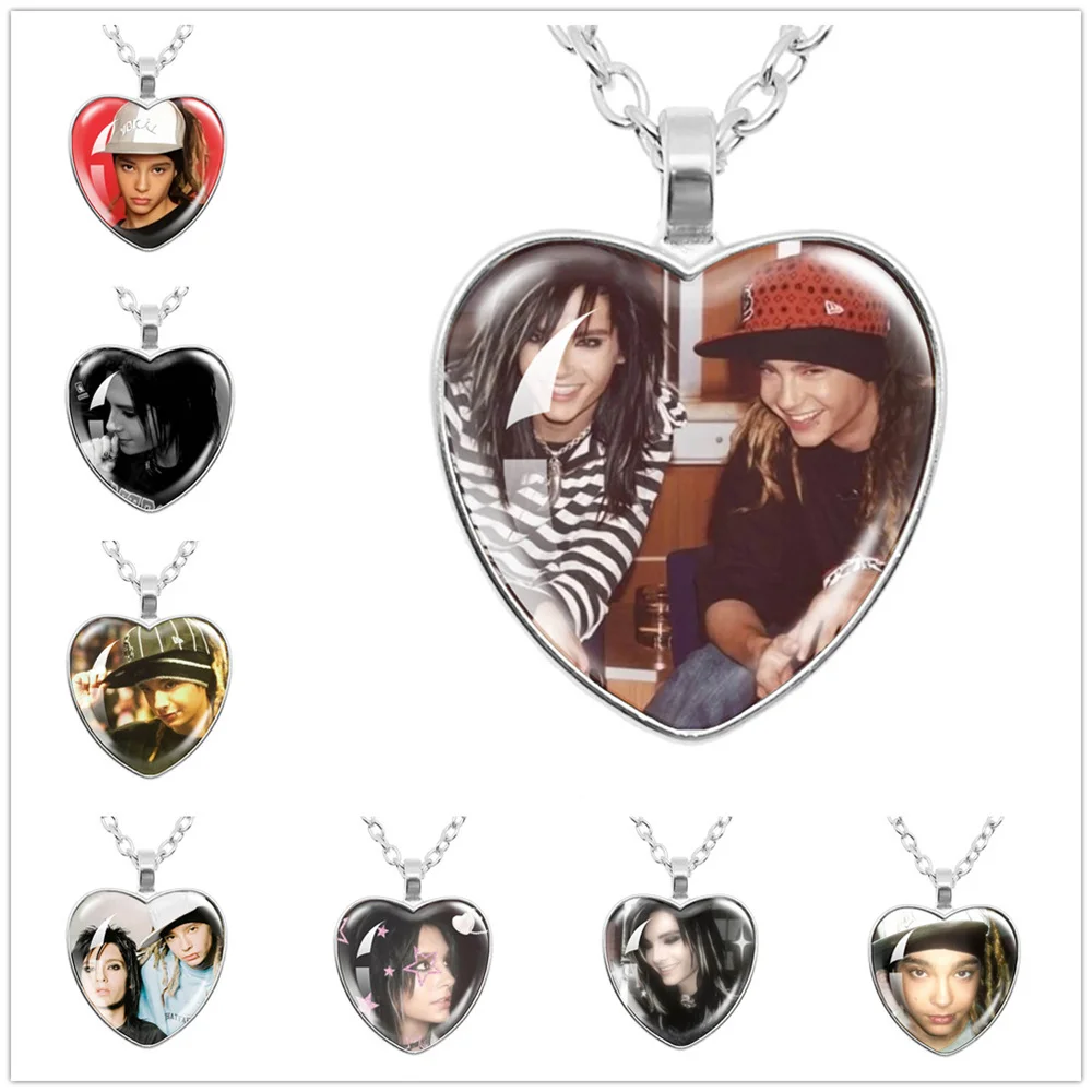 Pop Retro banda de Rock Tokio Hotel cristal forma de corazón colgante collar Bill Kaulitz música Songer imagen joyería encanto Fans regalo