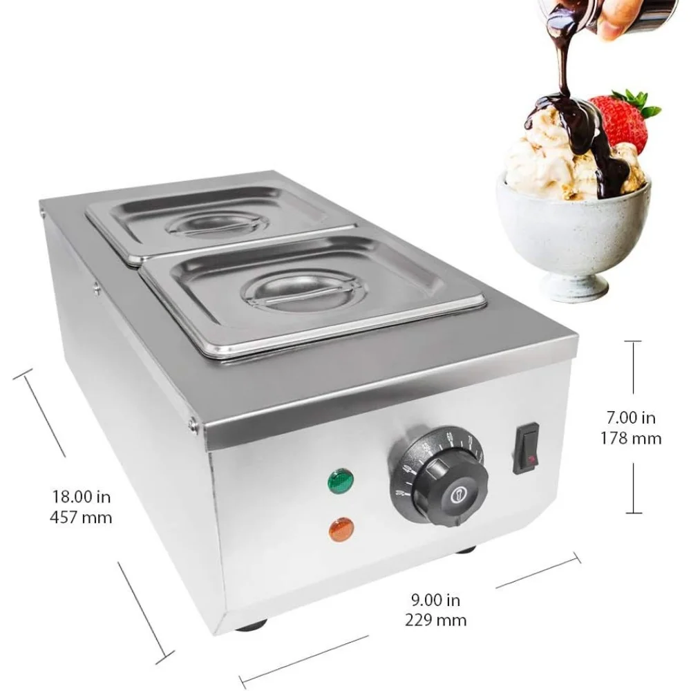 HAOYUNMA Chocolate Melting Pot | Manual Control Chocolate Melter for Home or Bakery Use | 2 Tanks for 9 lb (4 kg) of