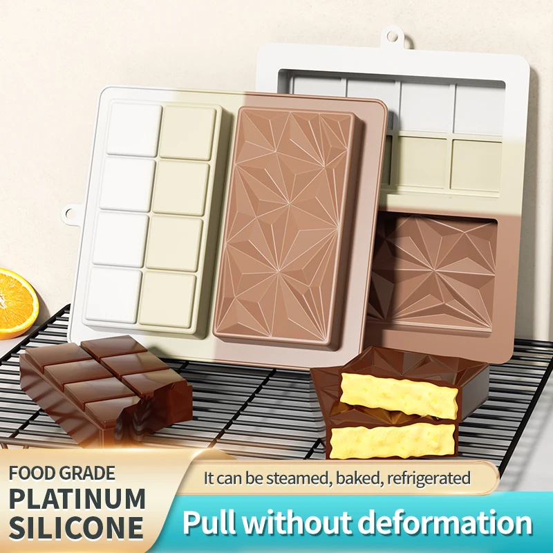 2pcs Chocolate Bar Molds Dubai Chocolate Bars Making Mould Set, Durable Mold Easy Release Non-Stick for Protein Handmade Gifts