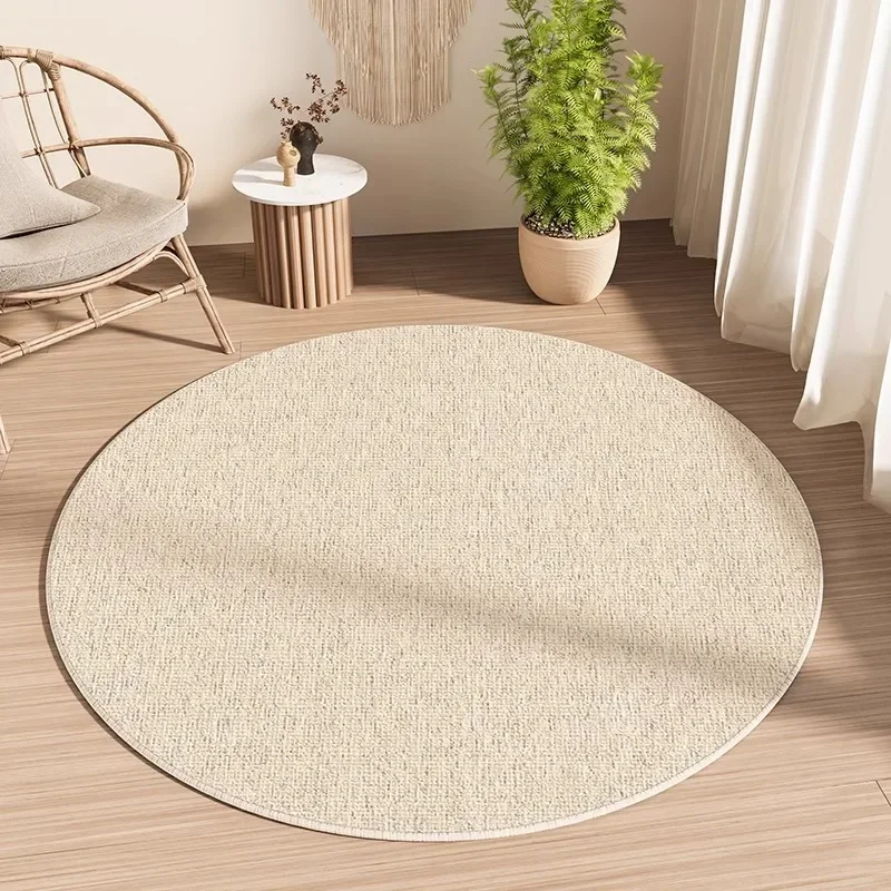 Cream Beige Round Carpet for Living Room Bedroom Bedside Area Floor Mat Chair Dressing Table Cloakroom Decorative Rugs