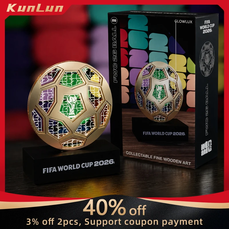 FIFA World Cup Golden Soccer Ball LED Desk Lamp Acrylic Night Light Fan Cave Decor Officially Licensed Collectible Gift Souvenir