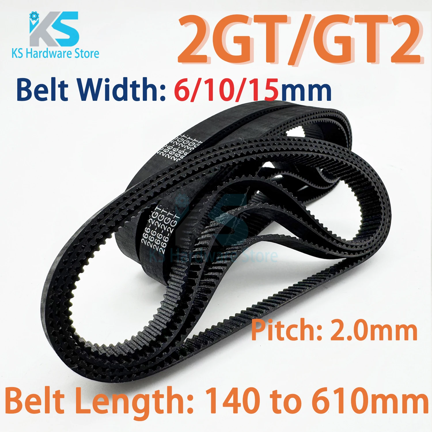 2GT Timing Belt Closed Loop Rubber 6 10 15mm GT2 Synchronous Belts Perimeter 140 200 250 280 300 400 500 610 mm 3D Printer Parts