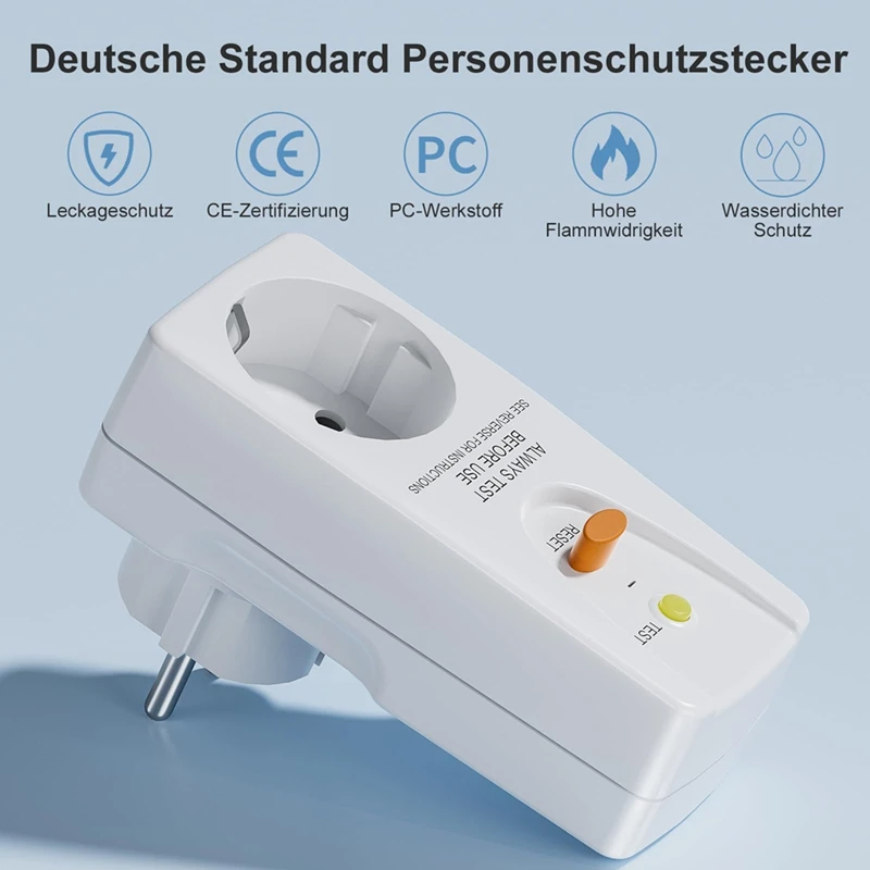 AA46 2Pack 16A Gfci Leakage Protection Plug Rcd Socket Home Circuit Breaker Cutout Switch Personal Protection Plug EU Plug