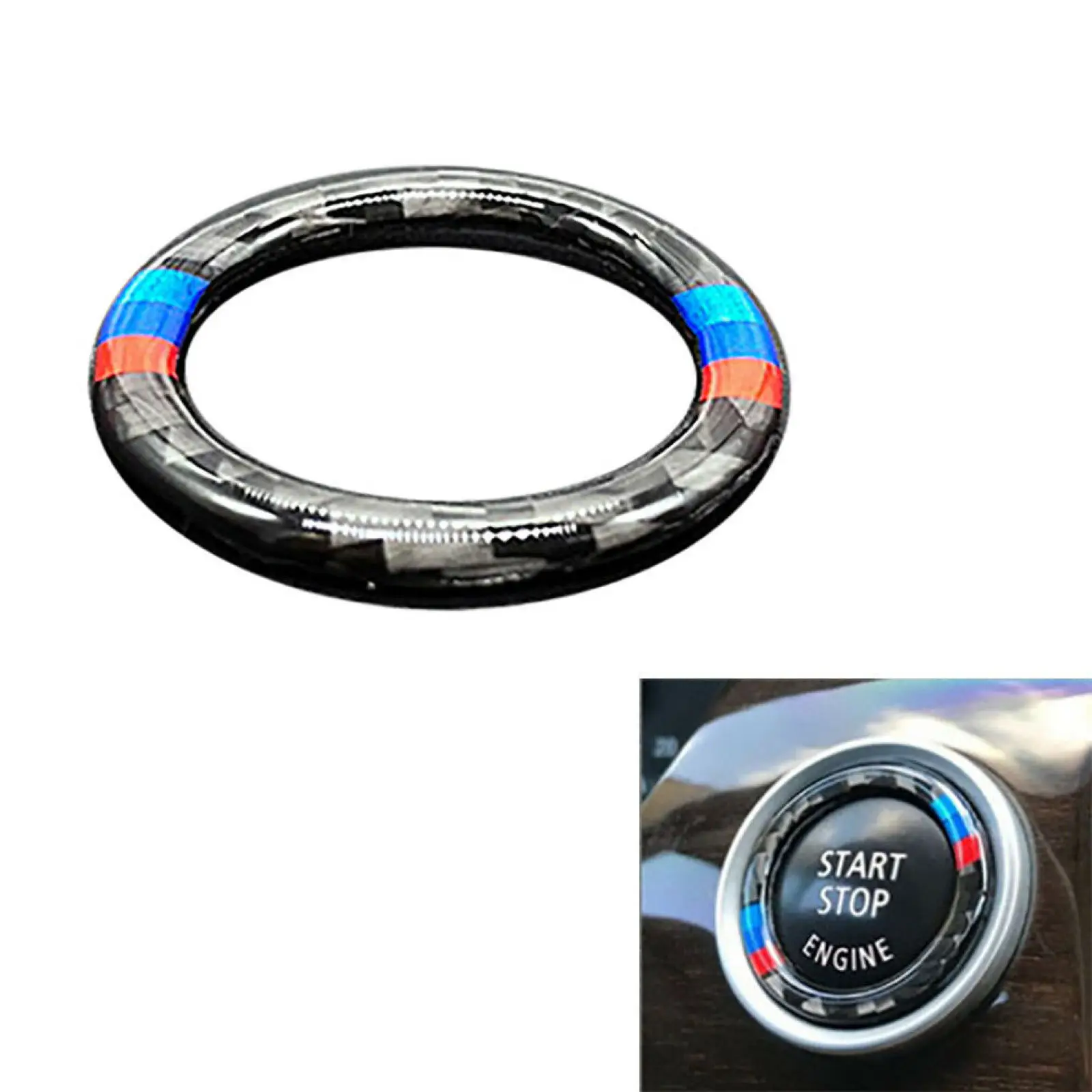 Carbon Fiber Car Engine Start Stop Button Stickers For BMW E90 E92 E93 Z4 E89 2009-2012 Auto Accessories Start Ticker For BMW Z4