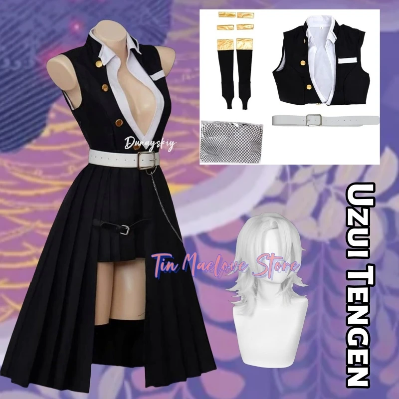 Disfraz de Uzui Tengen, versión femenina, uniforme Sexy de Uzui Tengen, conjunto completo con medias de red para Halloween y Carnaval