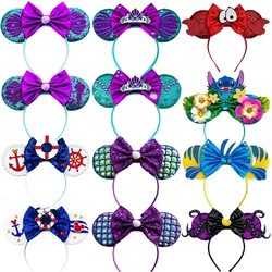 Disney The Little Mermaid Ear Headbands for Adults Sebastian Hairbands Flounder Headwear Women Bows Hair Accessories Girls Gifts