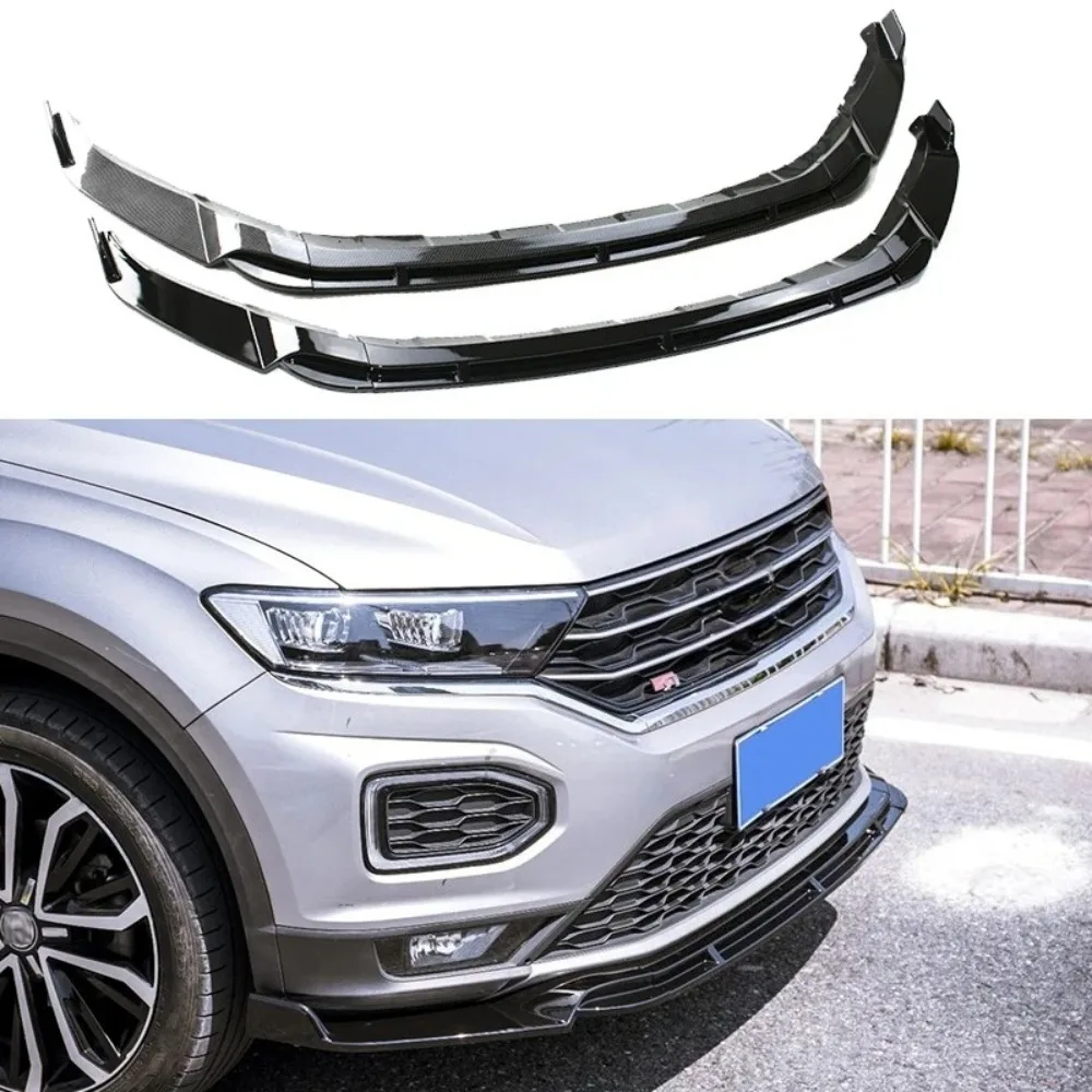 Car Front Bumper Spoiler Lip for VW T‑Roc 2018 2019 2020 Lower Shovel Skirt Diffuser Splitter Board Auto Accessories Tuning