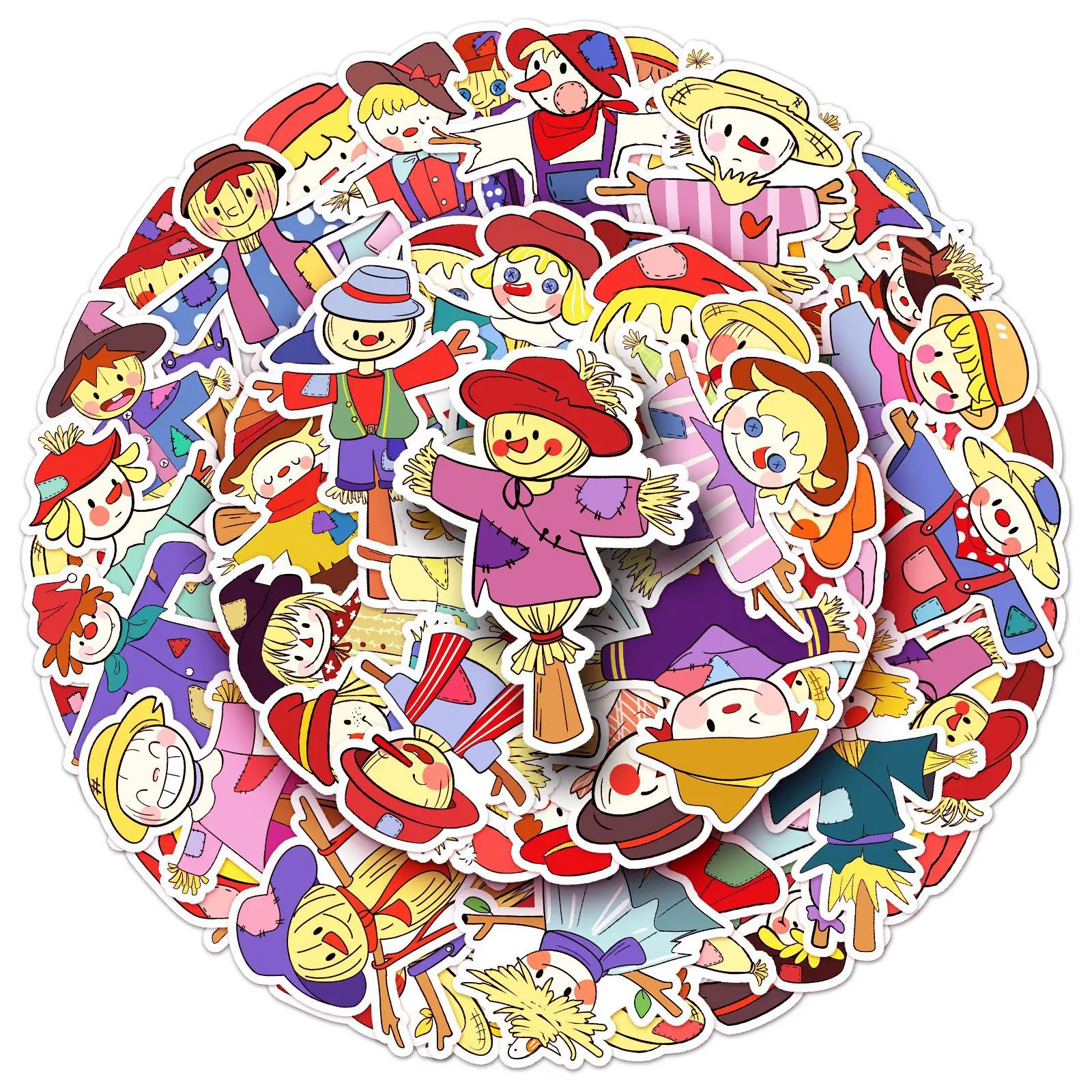 50Pcs Scarecrow Graffiti Stickers Cartoon Cute Hand drawn Decorative Stickers DIY Guitar Phone Laptop Water Cup Skateboard