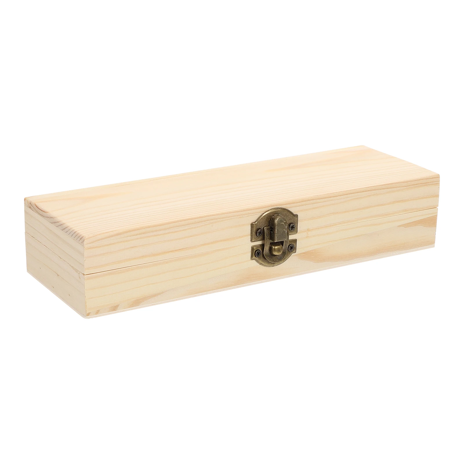 

1pc Wooden Stationery Box Storage Container Pencil Pen Holder Oblong Small Organizer Case Dustproof Alloy Buckle