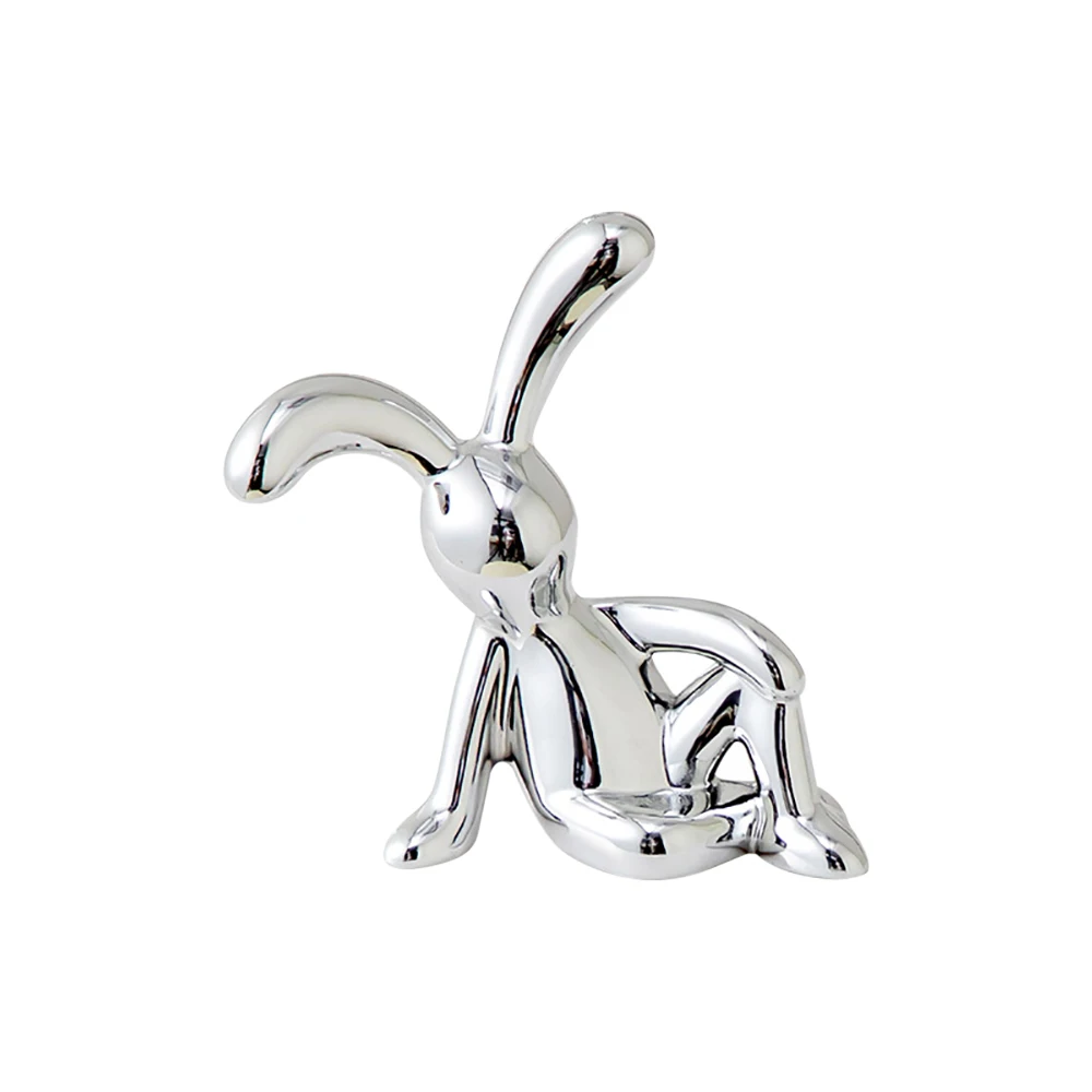 2PC Rabbit Decorative Ornaments Cartoon Long Eared Rabbit Center Console Decor Pastable Plating Rabbit Home Furnishings Ornament