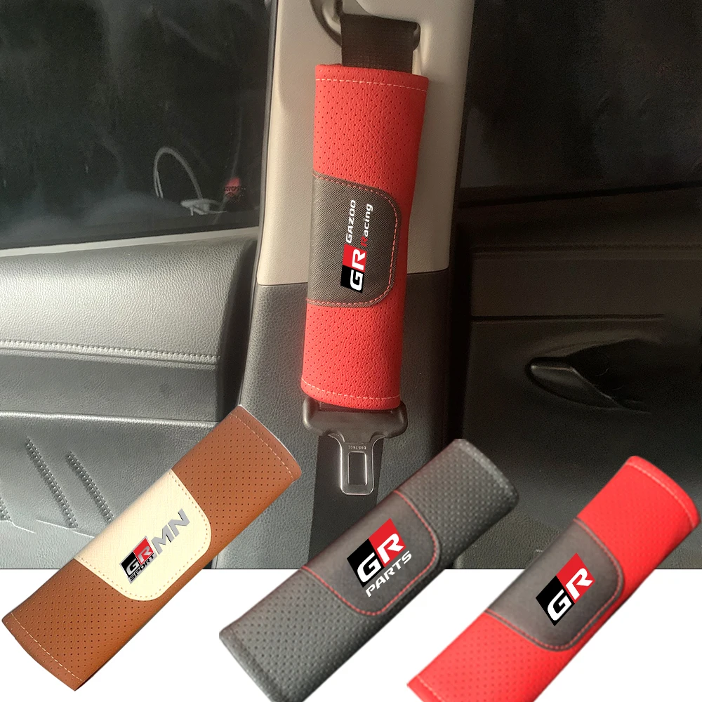 Genuine Leather Safety Seat Belt Cover Shoulders Pad For Toyota Vios Voxy Wigo Wildlander Yaris Yaris Cross GR Sport Agya Aqua