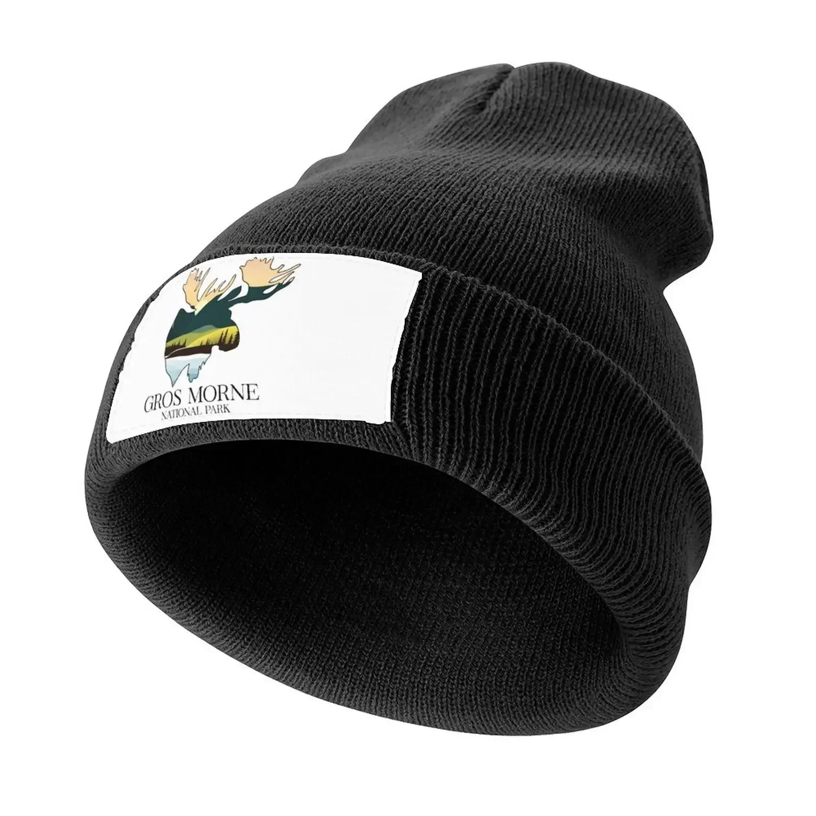 Majestic Moose and Serene Sunsets: Gros Morne National Park Silhouette Design Knitted Cap custom Hat Sports Cap Golf Women Men's