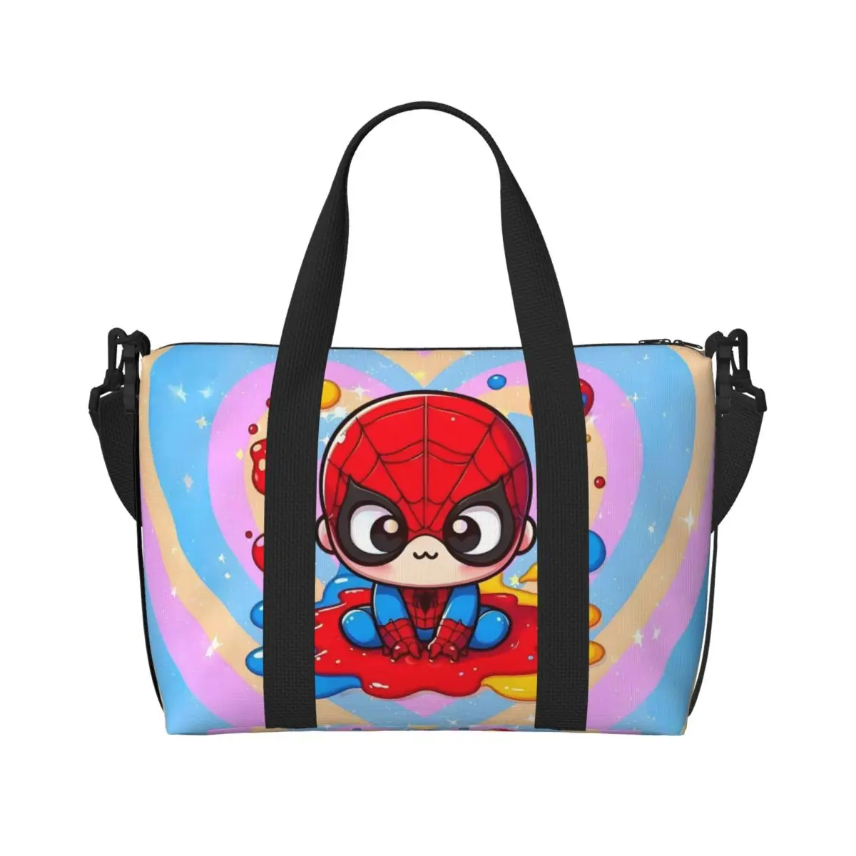 

Custom Comic Spider Man Beach Tote Bag Women Marvel Hero Cartoon Cute Big Compartment Gym Beach Travel Bags